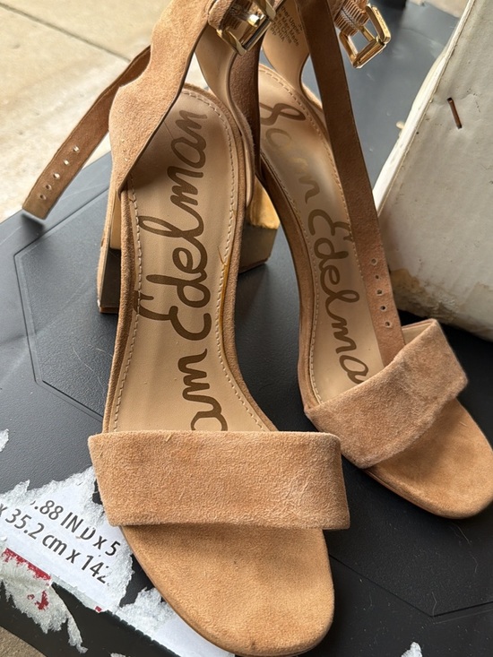Sam Edelman Shoes - Sam Edelman Tan Suede Block Heel Sandals with Ankle Strap